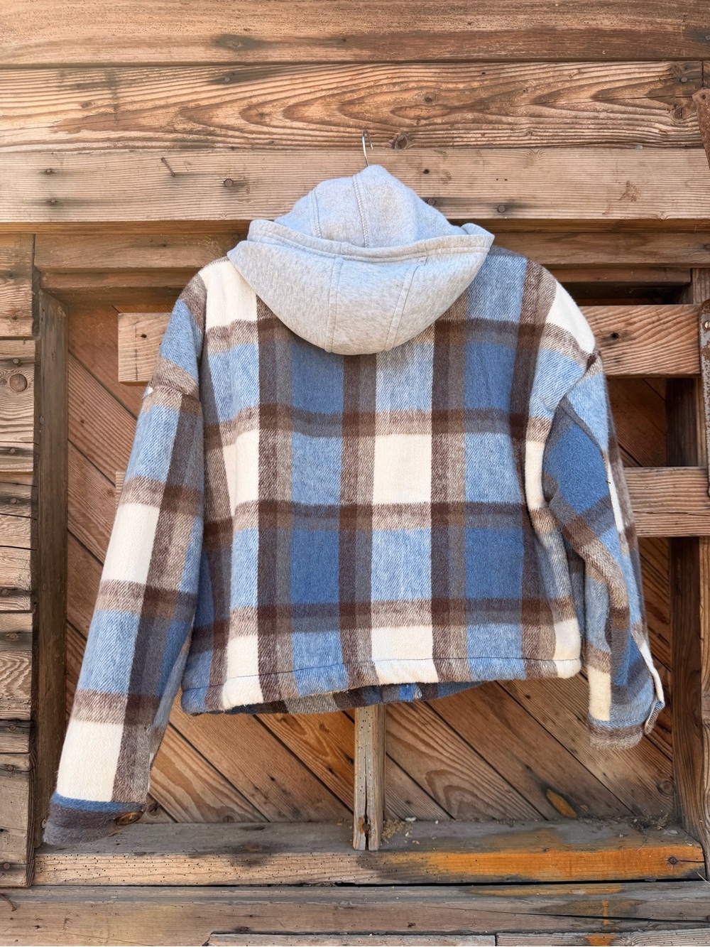 NWOT Ci Sono Plaid Hooded Jean Jacket - Picture 4 of 5